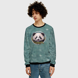 Свитшот мужской Милая мордочка панды с бамбуком, цвет: 3D-черный — фото 2