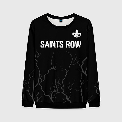 Мужской свитшот Saints Row glitch на темном фоне: символ сверху / 3D-Черный – фото 1