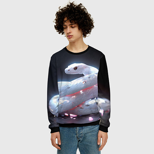 Мужской свитшот Лунный змей / 3D-Черный – фото 3