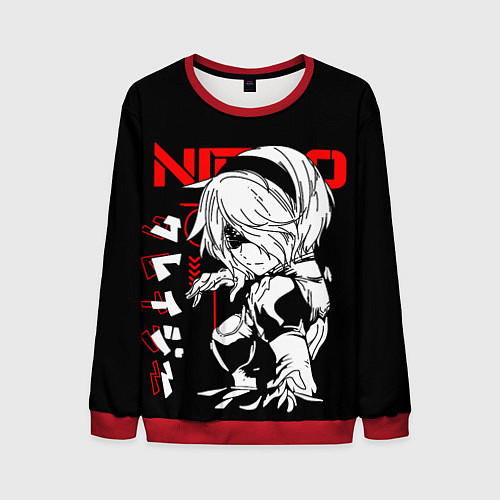 Мужской свитшот Nier automata - черный и красный / 3D-Красный – фото 1