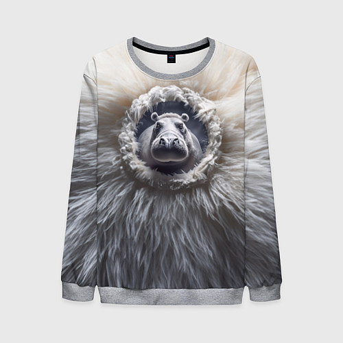 Мужской свитшот Брутальный бегемот / 3D-Меланж – фото 1