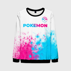 Свитшот мужской Pokemon neon gradient style: символ сверху, цвет: 3D-черный