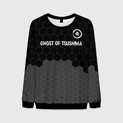 Мужской свитшот Ghost of Tsushima glitch на темном фоне: символ св
