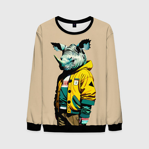 Мужской свитшот Dude rhino - urban style / 3D-Черный – фото 1