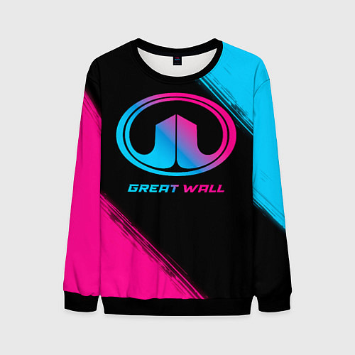 Мужской свитшот Great Wall - neon gradient / 3D-Черный – фото 1