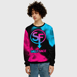 Свитшот мужской Sally Face - neon gradient, цвет: 3D-черный — фото 2