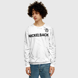 Свитшот мужской Nickelback glitch на светлом фоне: символ сверху, цвет: 3D-белый — фото 2