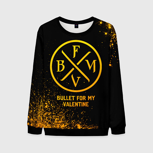 Мужской свитшот Bullet For My Valentine - gold gradient / 3D-Черный – фото 1