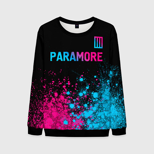 Мужской свитшот Paramore - neon gradient: символ сверху / 3D-Черный – фото 1