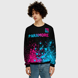 Свитшот мужской Paramore - neon gradient: символ сверху, цвет: 3D-черный — фото 2