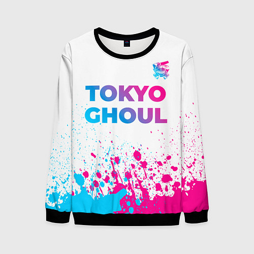 Мужской свитшот Tokyo Ghoul neon gradient style: символ сверху / 3D-Черный – фото 1