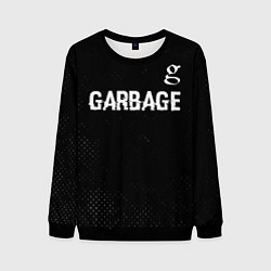 Свитшот мужской Garbage glitch на темном фоне: символ сверху, цвет: 3D-черный