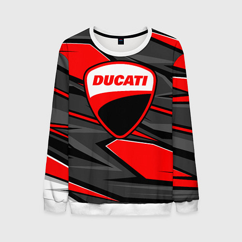 Мужской свитшот Ducati - red stripes / 3D-Белый – фото 1