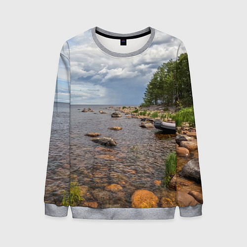 Мужской свитшот Лодка на Ладоге / 3D-Меланж – фото 1