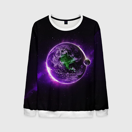 Мужской свитшот Планета - космос / 3D-Белый – фото 1