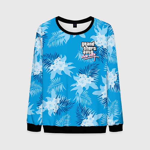Мужской свитшот Цветочный паттерн - GTA vice city / 3D-Черный – фото 1