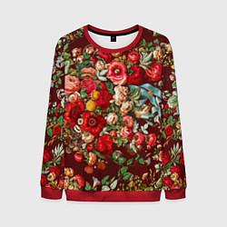 Свитшот мужской Платок цветочный узор, цвет: 3D-красный
