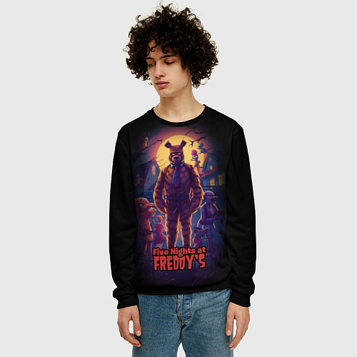 Мужской свитшот Five Nights at Freddys horror / 3D-Черный – фото 3
