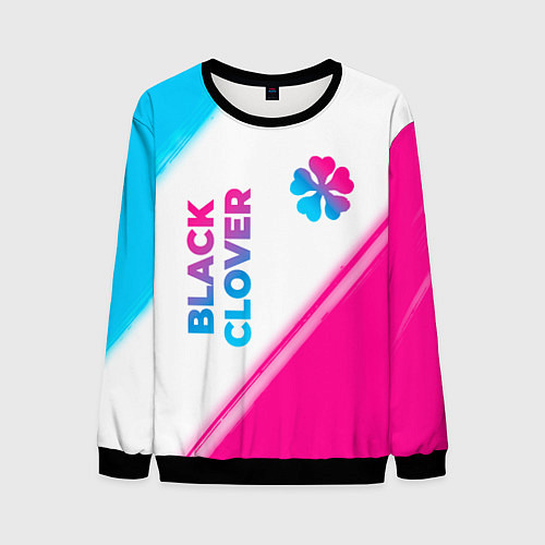 Мужской свитшот Black Clover neon gradient style: надпись, символ / 3D-Черный – фото 1