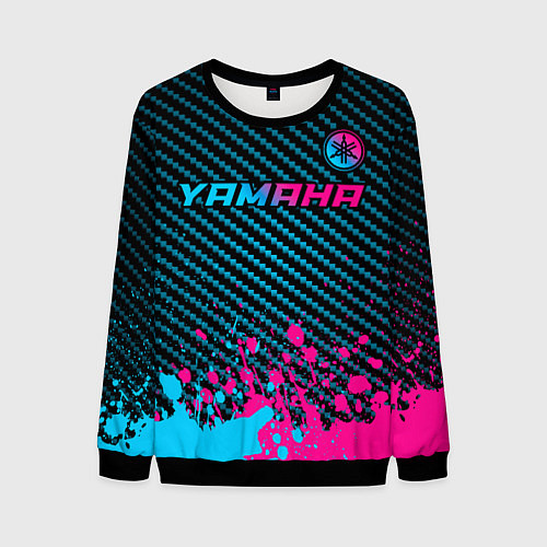 Мужской свитшот Yamaha - neon gradient: символ сверху / 3D-Черный – фото 1