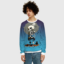 Свитшот мужской Funny skeleton - neural network - halloween, цвет: 3D-белый — фото 2