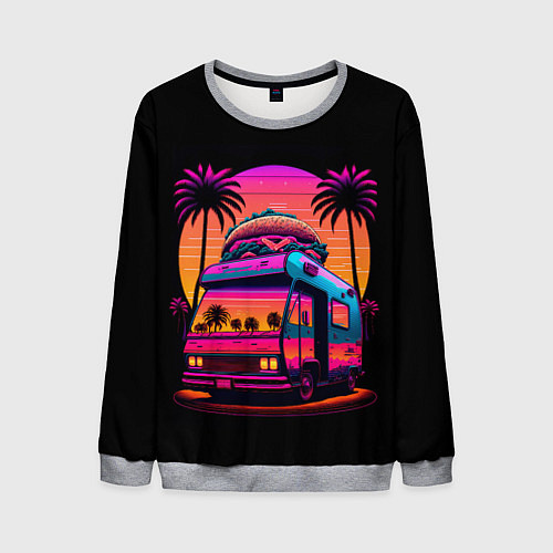 Мужской свитшот Синтвейв Бургер Ван / 3D-Меланж – фото 1