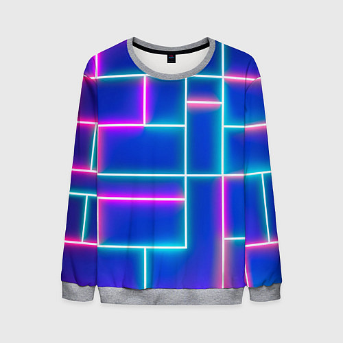 Мужской свитшот Неон линии / 3D-Меланж – фото 1