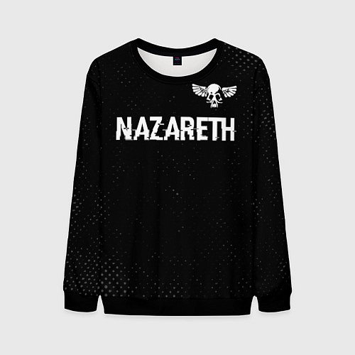 Мужской свитшот Nazareth glitch на темном фоне: символ сверху / 3D-Черный – фото 1