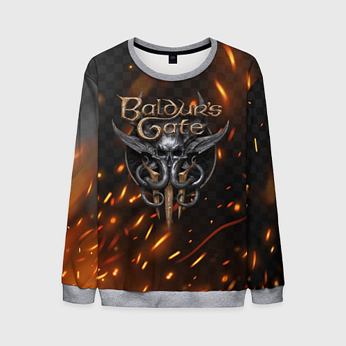 Мужской свитшот Baldurs Gate 3 logo fire / 3D-Меланж – фото 1