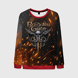 Свитшот мужской Baldurs Gate 3 logo fire, цвет: 3D-красный