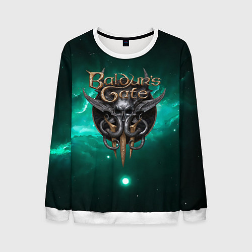 Мужской свитшот Baldurs Gate 3 logo green / 3D-Белый – фото 1