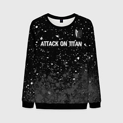 Мужской свитшот Attack on Titan glitch на темном фоне: символ свер