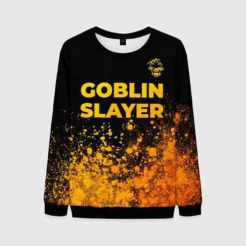 Мужской свитшот Goblin Slayer - gold gradient: символ сверху / 3D-Черный – фото 1