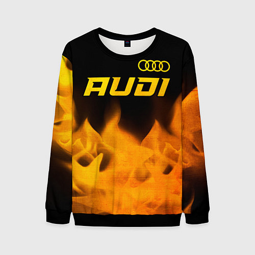 Мужской свитшот Audi - gold gradient: символ сверху / 3D-Черный – фото 1