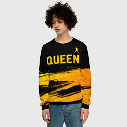 Свитшот мужской Queen - gold gradient: символ сверху, цвет: 3D-черный — фото 2