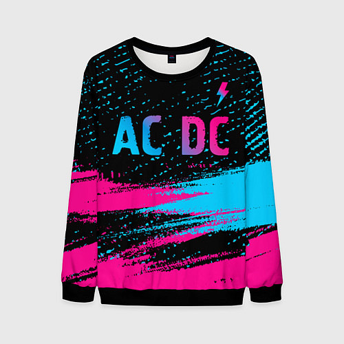 Мужской свитшот AC DC - neon gradient: символ сверху / 3D-Черный – фото 1