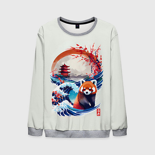 Мужской свитшот Красная панда на охоте / 3D-Меланж – фото 1