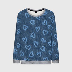 Свитшот мужской Hearts on denim, цвет: 3D-меланж