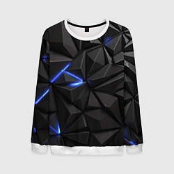 Свитшот мужской Неоновое синее свечение на черном, цвет: 3D-белый