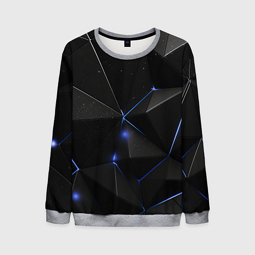 Мужской свитшот Black geometry texture / 3D-Меланж – фото 1