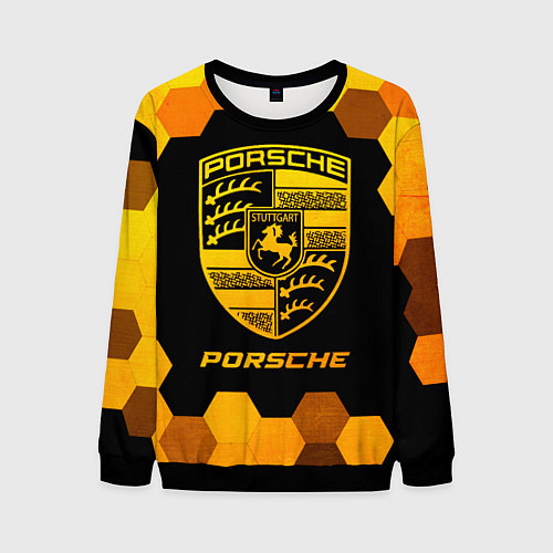 Мужской свитшот Porsche - gold gradient / 3D-Черный – фото 1