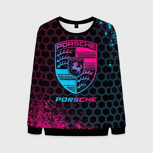 Мужской свитшот Porsche - neon gradient / 3D-Черный – фото 1