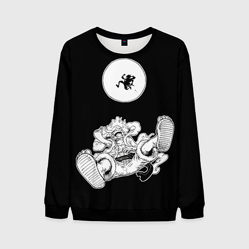 Мужской свитшот Луффи и гир 5 на луне / 3D-Черный – фото 1