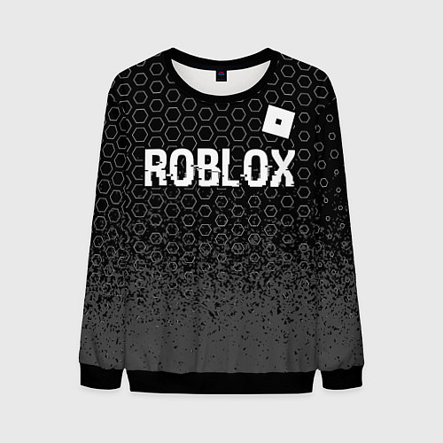Мужской свитшот Roblox glitch на темном фоне: символ сверху / 3D-Черный – фото 1