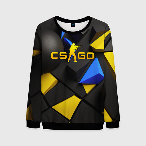 Мужской свитшот CSGO blue yellow abstract / 3D-Черный – фото 1