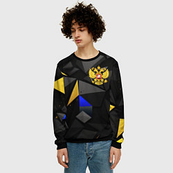 Свитшот мужской Герб РФ абстракция, цвет: 3D-черный — фото 2