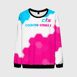 Свитшот мужской Counter-Strike 2 neon gradient style: символ сверх, цвет: 3D-черный