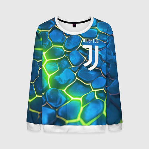 Мужской свитшот Juventus blue green neon / 3D-Белый – фото 1