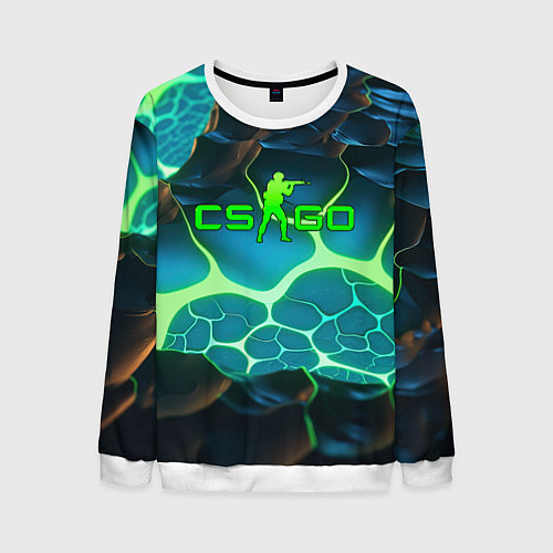 Мужской свитшот CSGO разлом неоновых плит / 3D-Белый – фото 1
