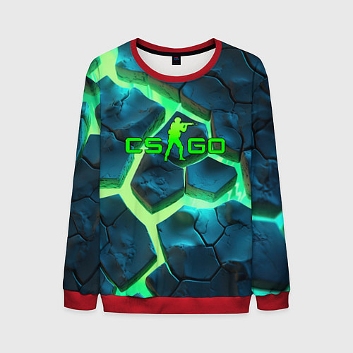 Мужской свитшот CS GO green texture logo / 3D-Красный – фото 1